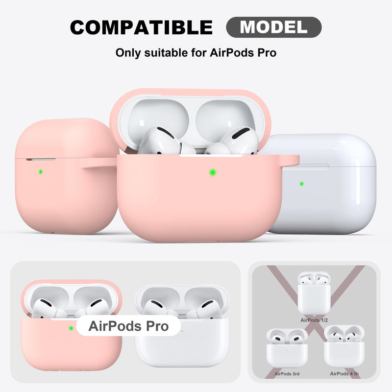 R-fun for AirPods Pro 2nd/1st Generation Case with Cleaner Kit,Soft Silicone Protective Case Cover for Apple AirPod Pro 2/1 for Women Men,AirPods Pro Case Accessories with Keychain,Sand Pink - Image 4